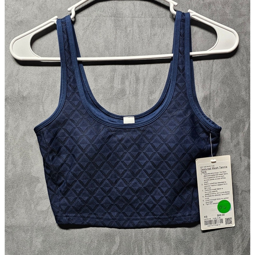 Lululemon Textured Mesh Tennis Tank True Navy Blue LW1FJVS XS New
